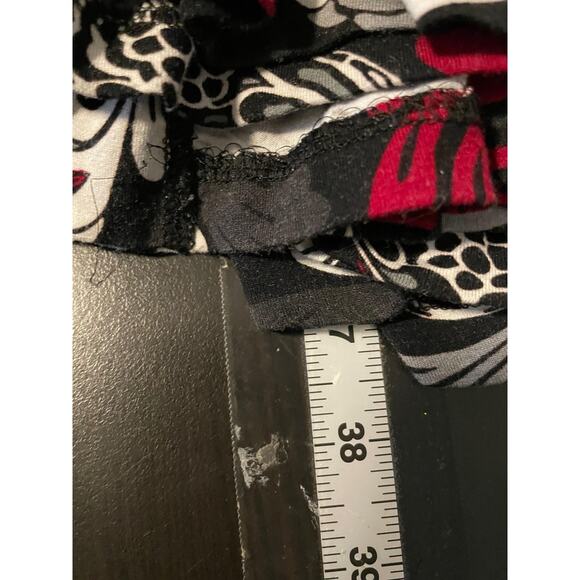 Express Wrap Dress Womens Medium Black Red Floral Tie Surplice Whimsigoth Y2K - Picture 6 of 7